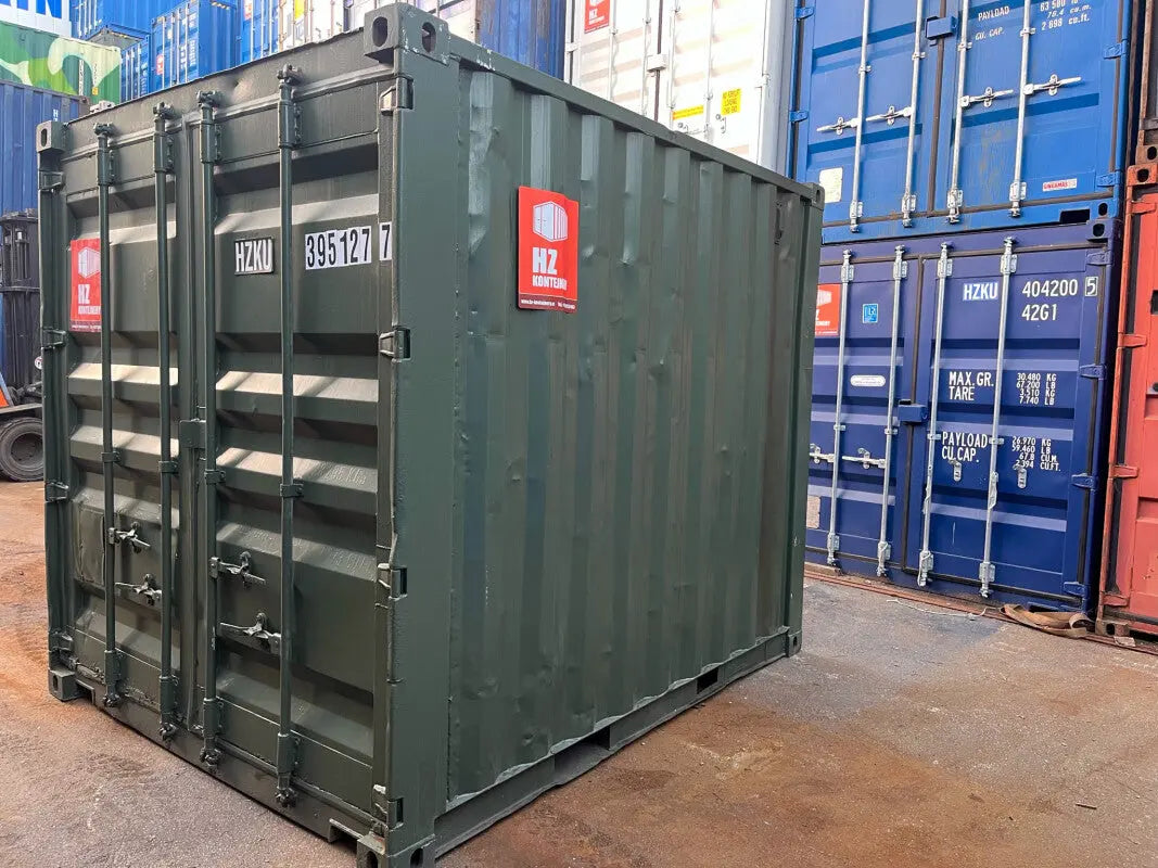 Conteneur agricole de 3 mètres vert sapin en acier recyclé pour stockage d’outils et matériel agricole